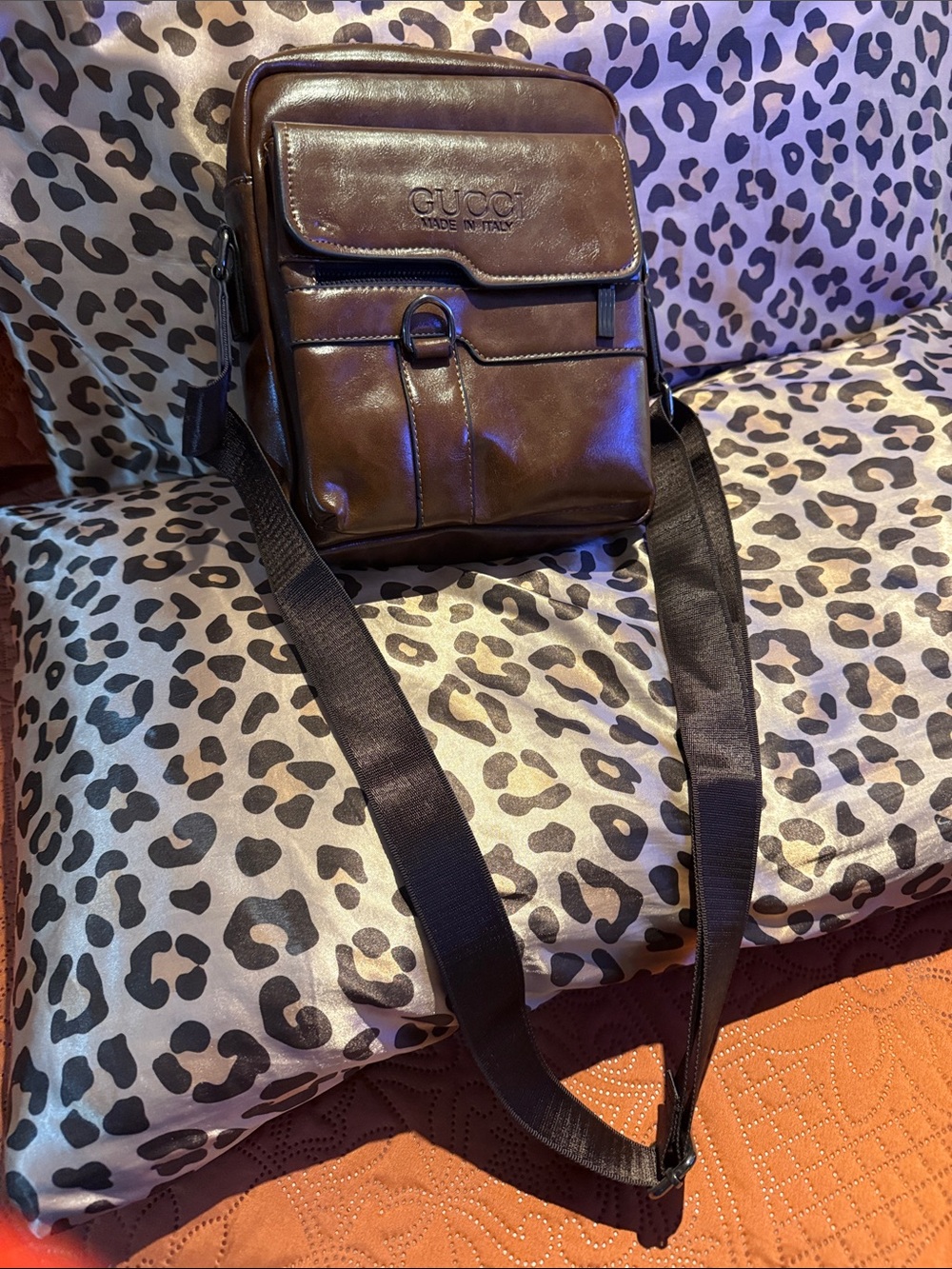 Brown Leather Crossbody Bag - Men's Shoulder Bag